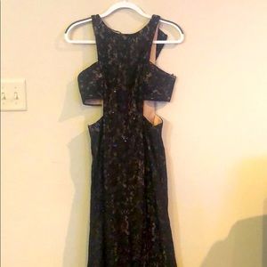 Full length sparkly black prom dress